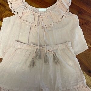 Shabby Chic Blush Pink Eyelet Two-Piece Romper